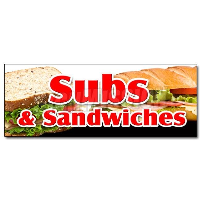 SignMission D-24 Subs & Sandwiches 24 in. Subs & Sandwiches Decal Sticker - Hero Hoagie Huge Homemade Grinders Drinks